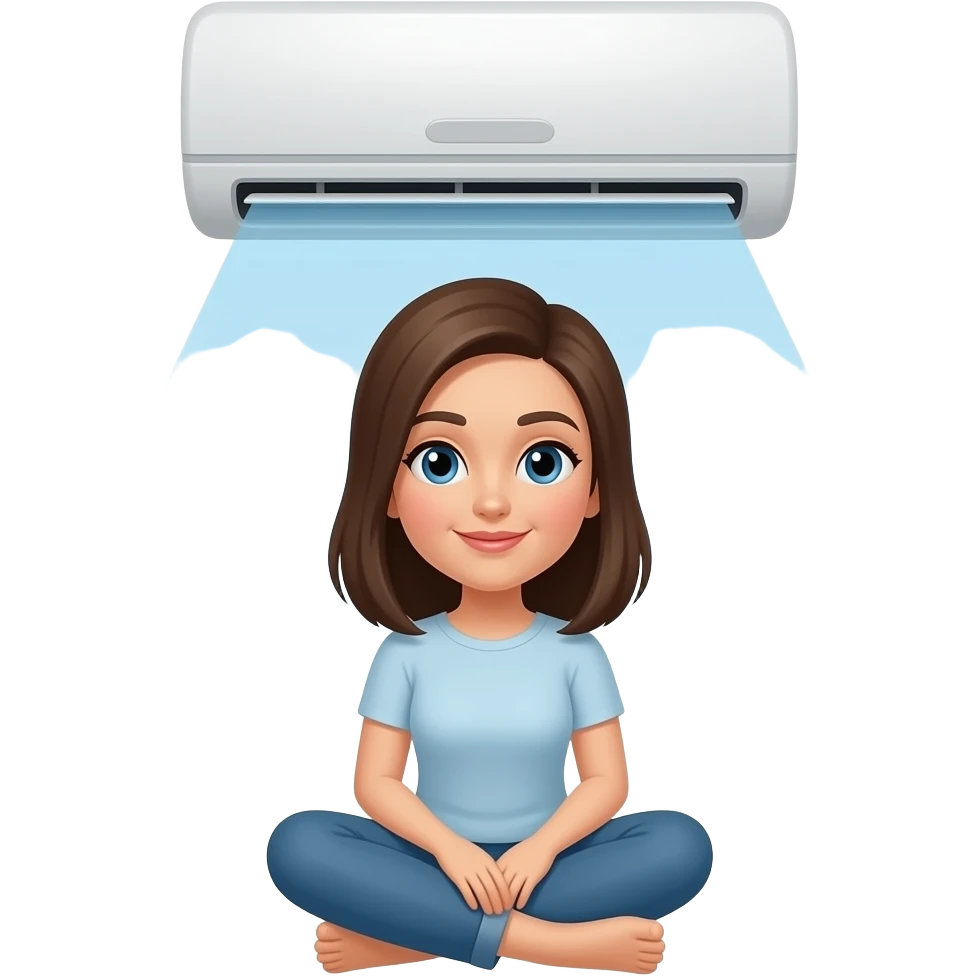 Женщина сидит под кондиционером emoji