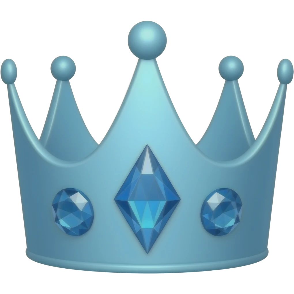 can you make a simple completely bright sky blue crown emoji with three blue diamond gemstones on the front emoji