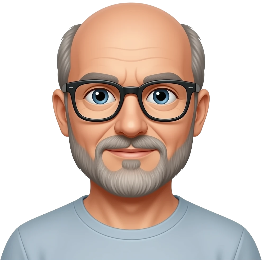 Sanding Naked older guy with glasses balding goatee beard emoji