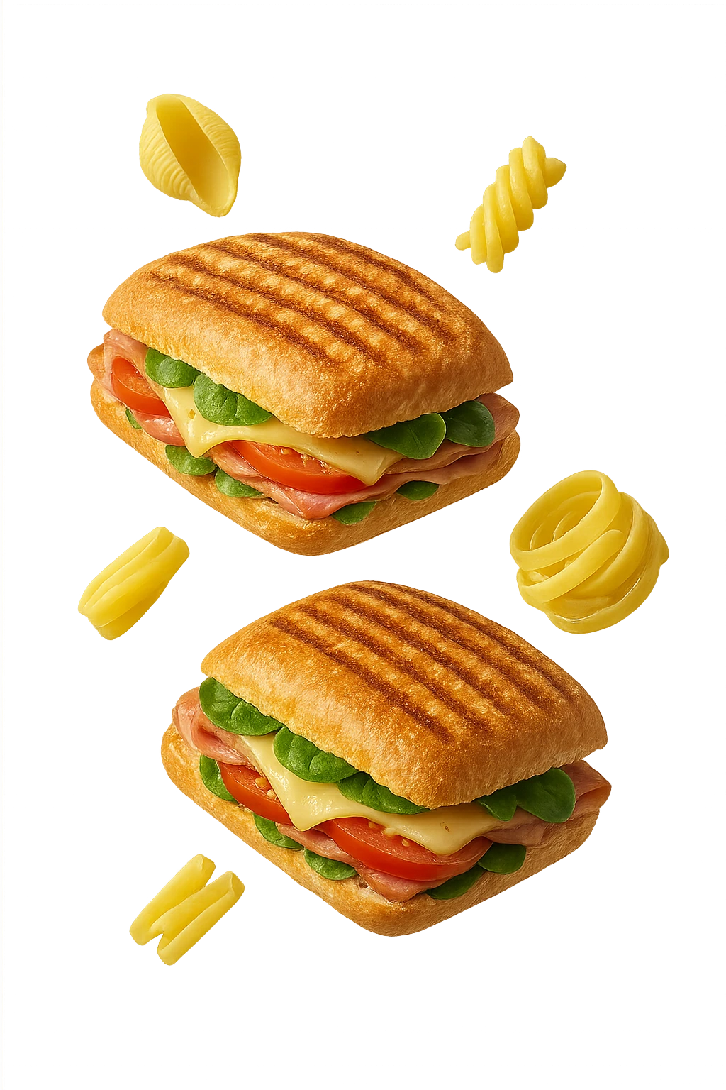panini e pasta fluttuano in aria  emoji