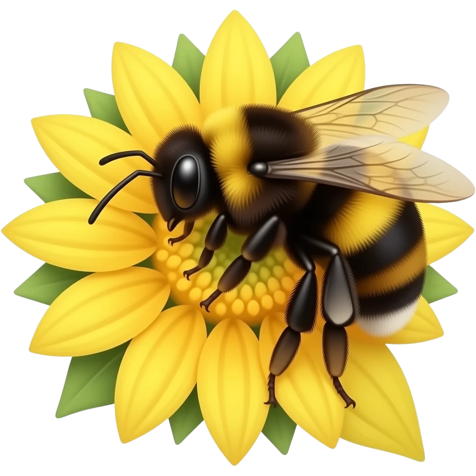 Bumble bee landing on a sunflower petal emoji