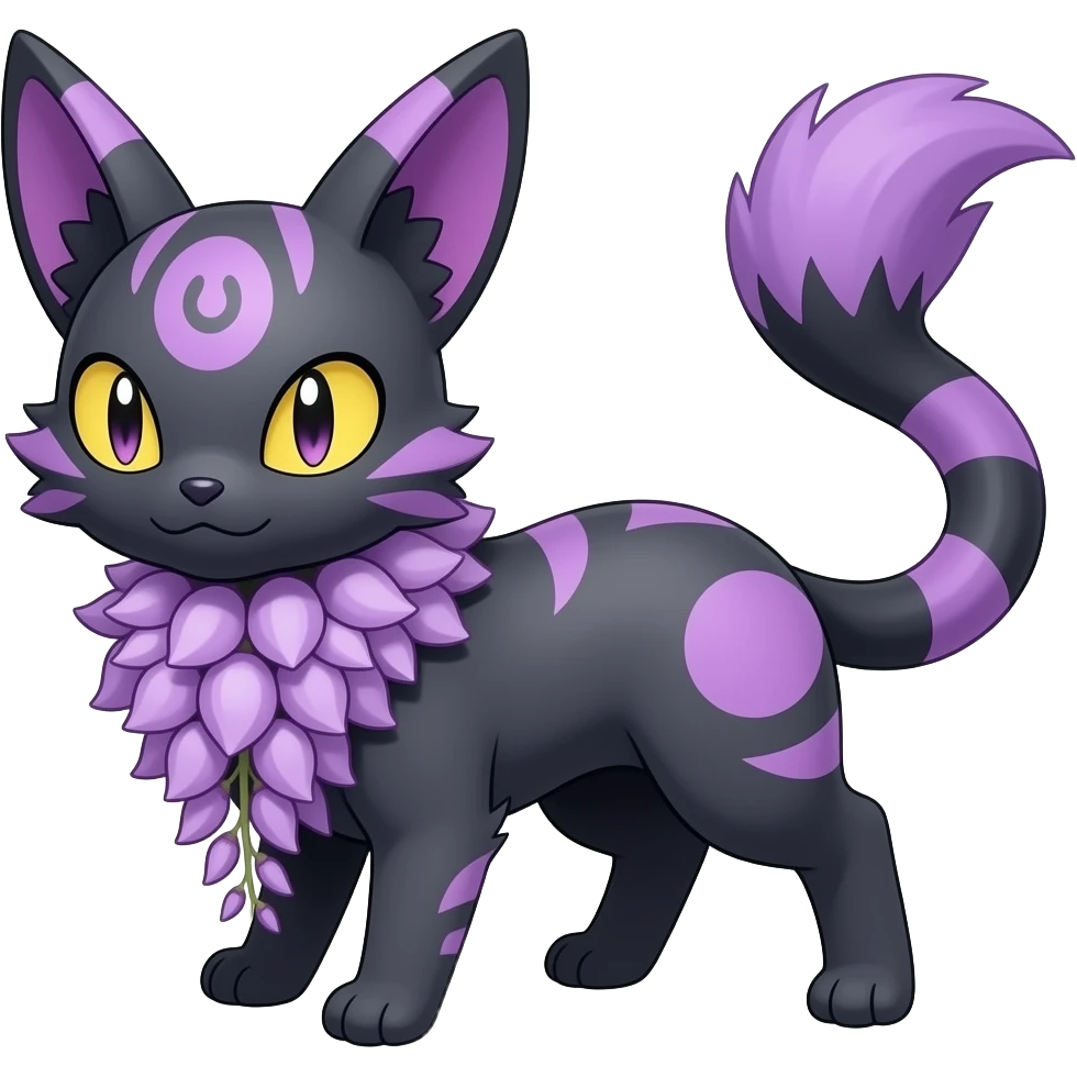 Badass Wisteria-colored Demonic Furret-Umbreon-Noibat-Litten-Zorua-Pokémon emoji