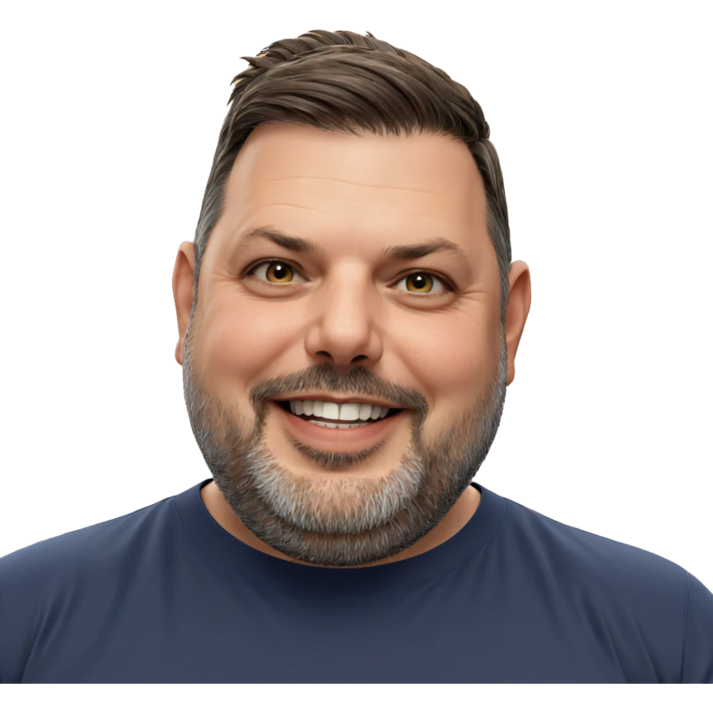 smiling boy with beard indoors emoji