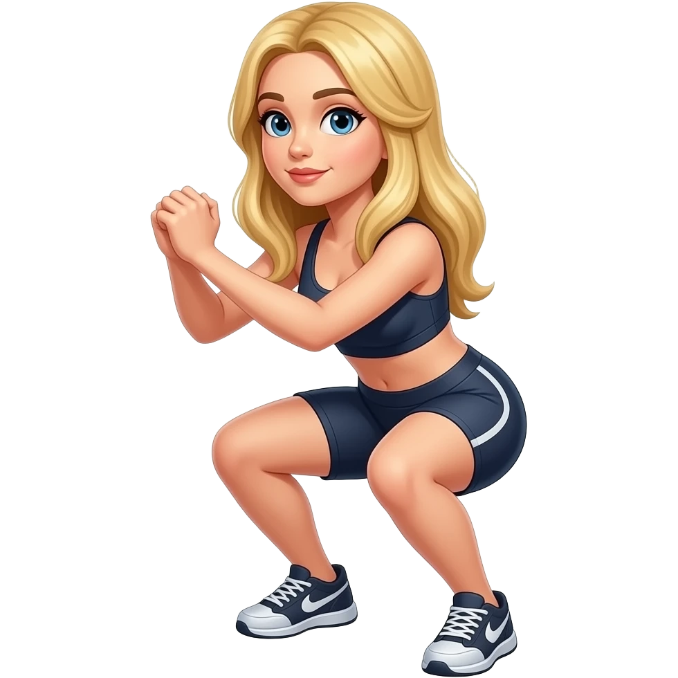 blond long hair female doing squats emoji