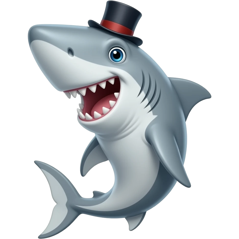 Shark with a top hat emoji