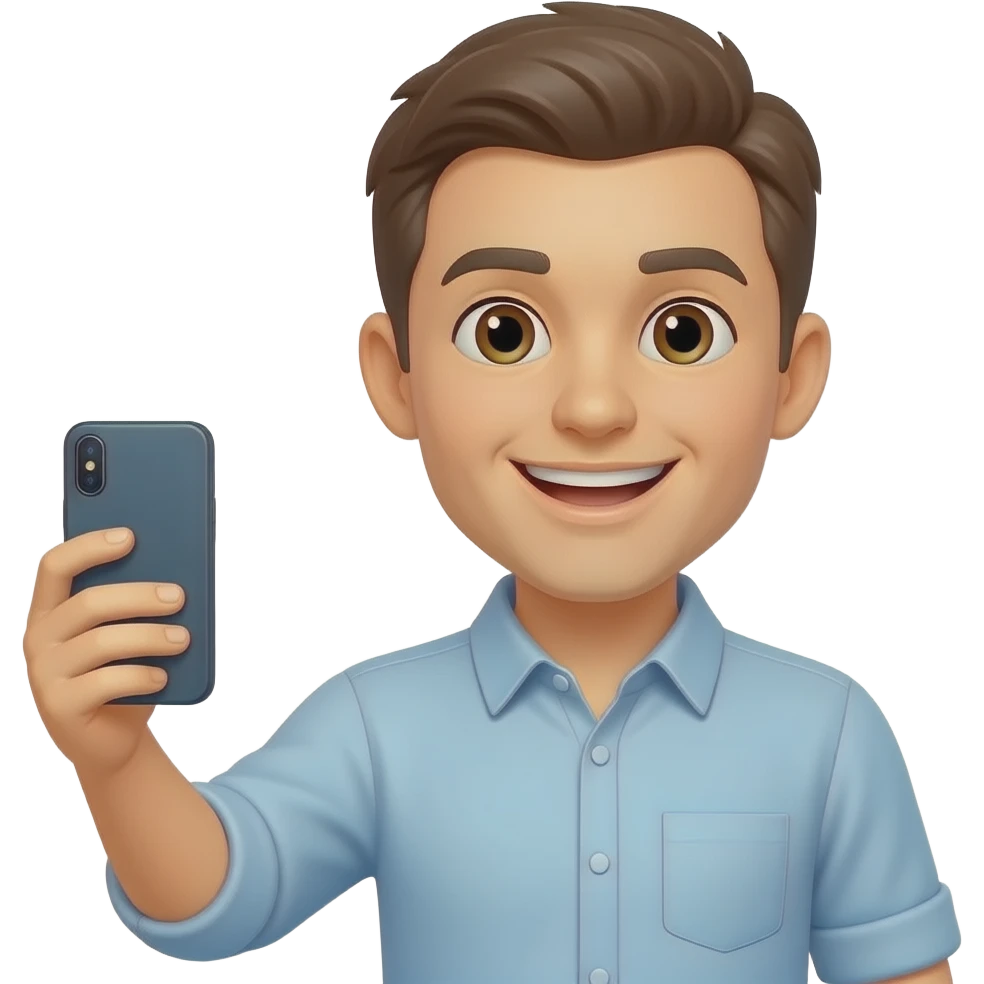 Make a happy emoji and holding a phone emoji