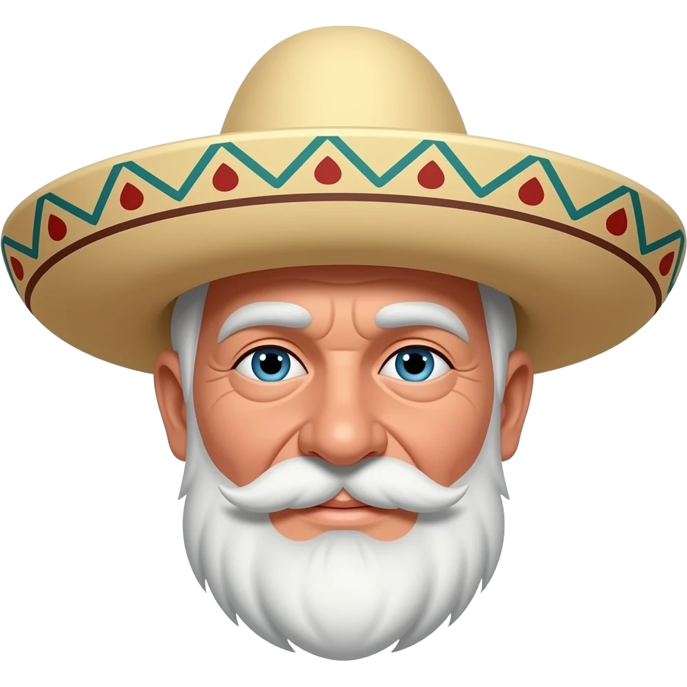 On old man wearing sombrero emoji