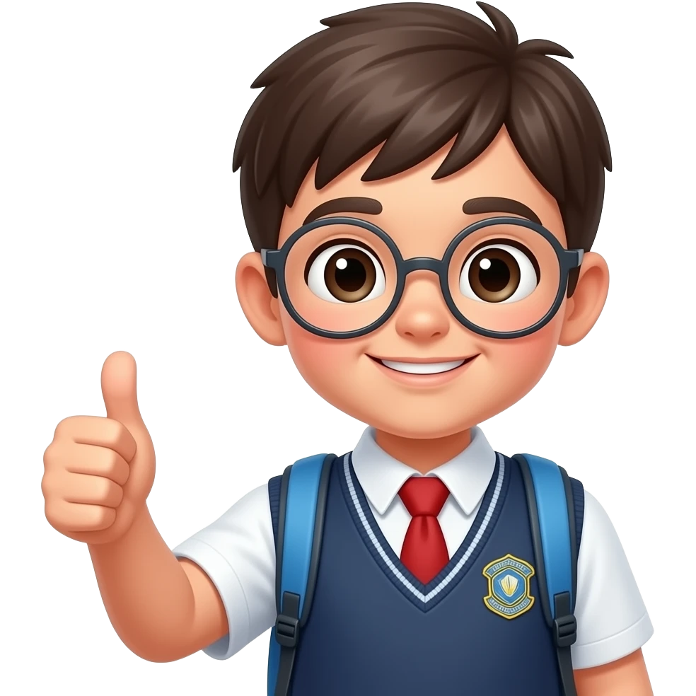 pouce en l'aire bonhomme emoji enfant uniforme scolaire emoji