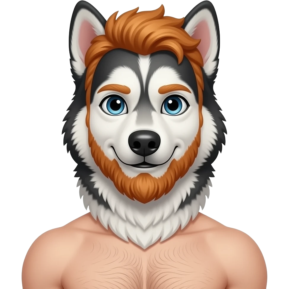 Shirtless ginger husky man emoji