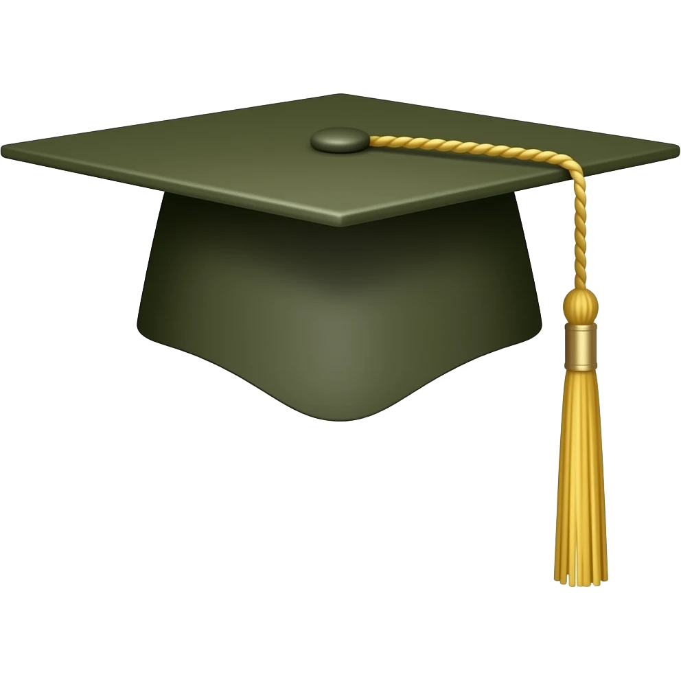 graduation hat is dark olive emoji