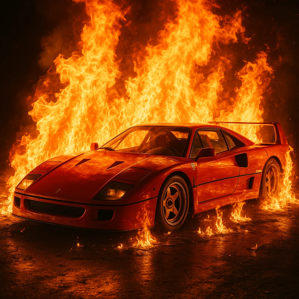 Ferrari F40 in fire emoji