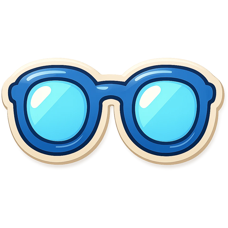 cartoon style sticker of a single glasses symbol, simple and clear, no text emoji
