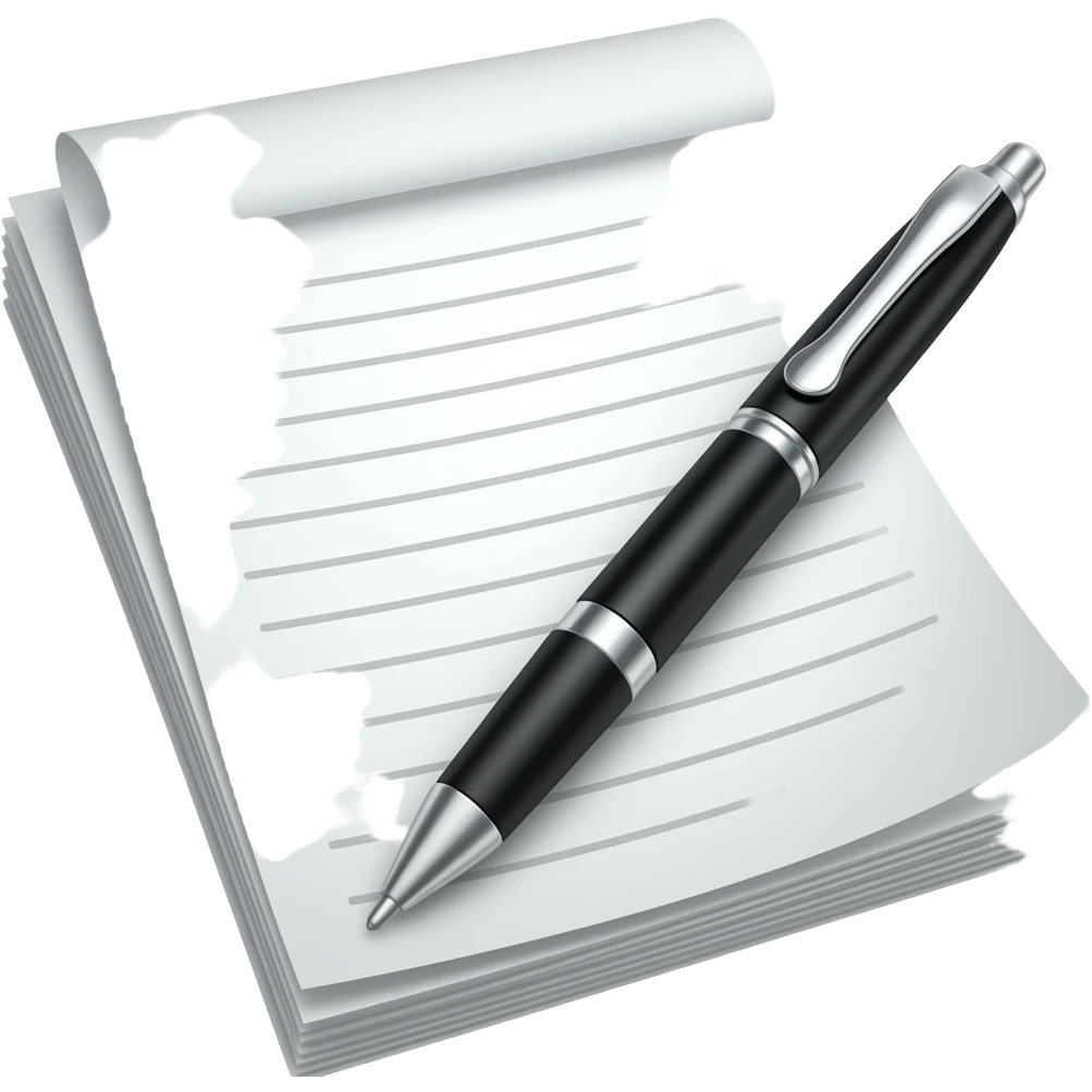 Stack of Papers with pen, paper,clean professional look emoji