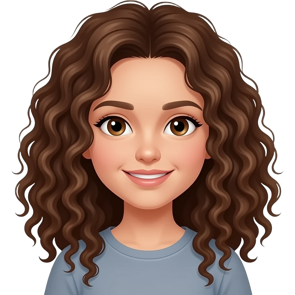 Fille ado avec les cheveux brun bouclé emoji