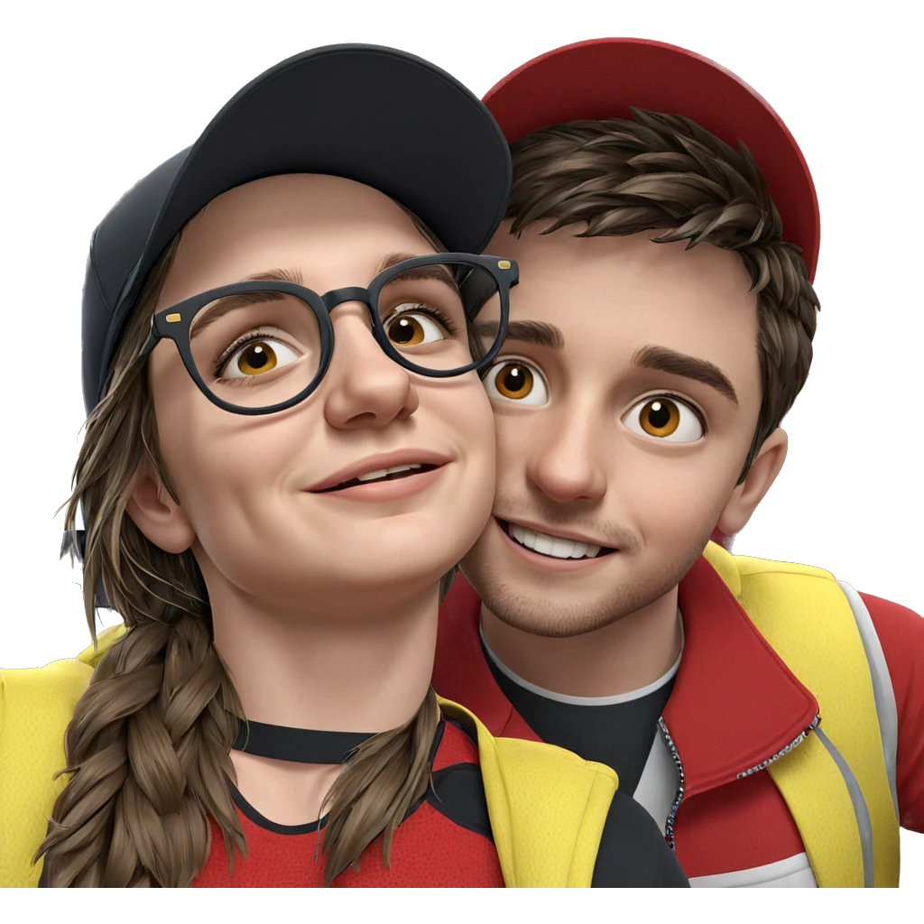 smiling girl and boy portrait emoji