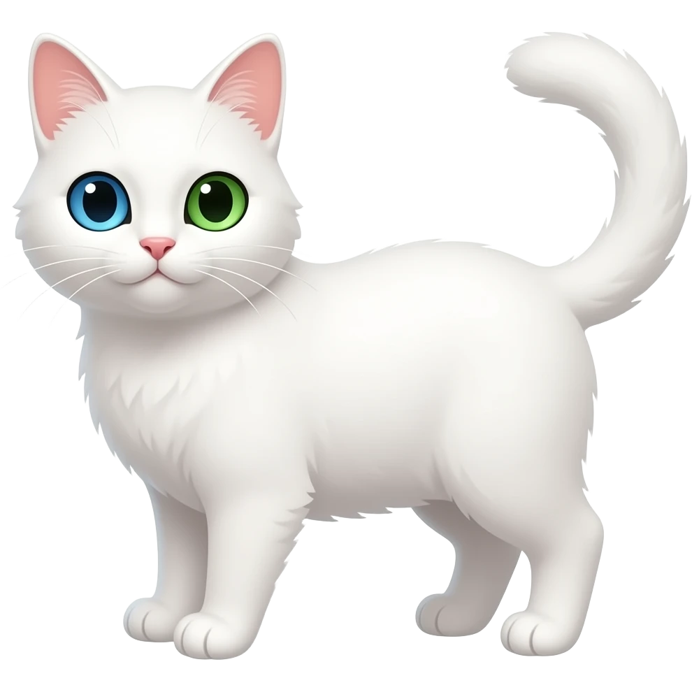 Beyaz kedi bi gözü mavi diğeri yeşil emoji