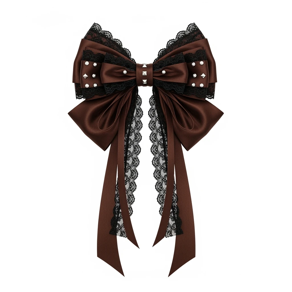 brown goth bow remove background emoji