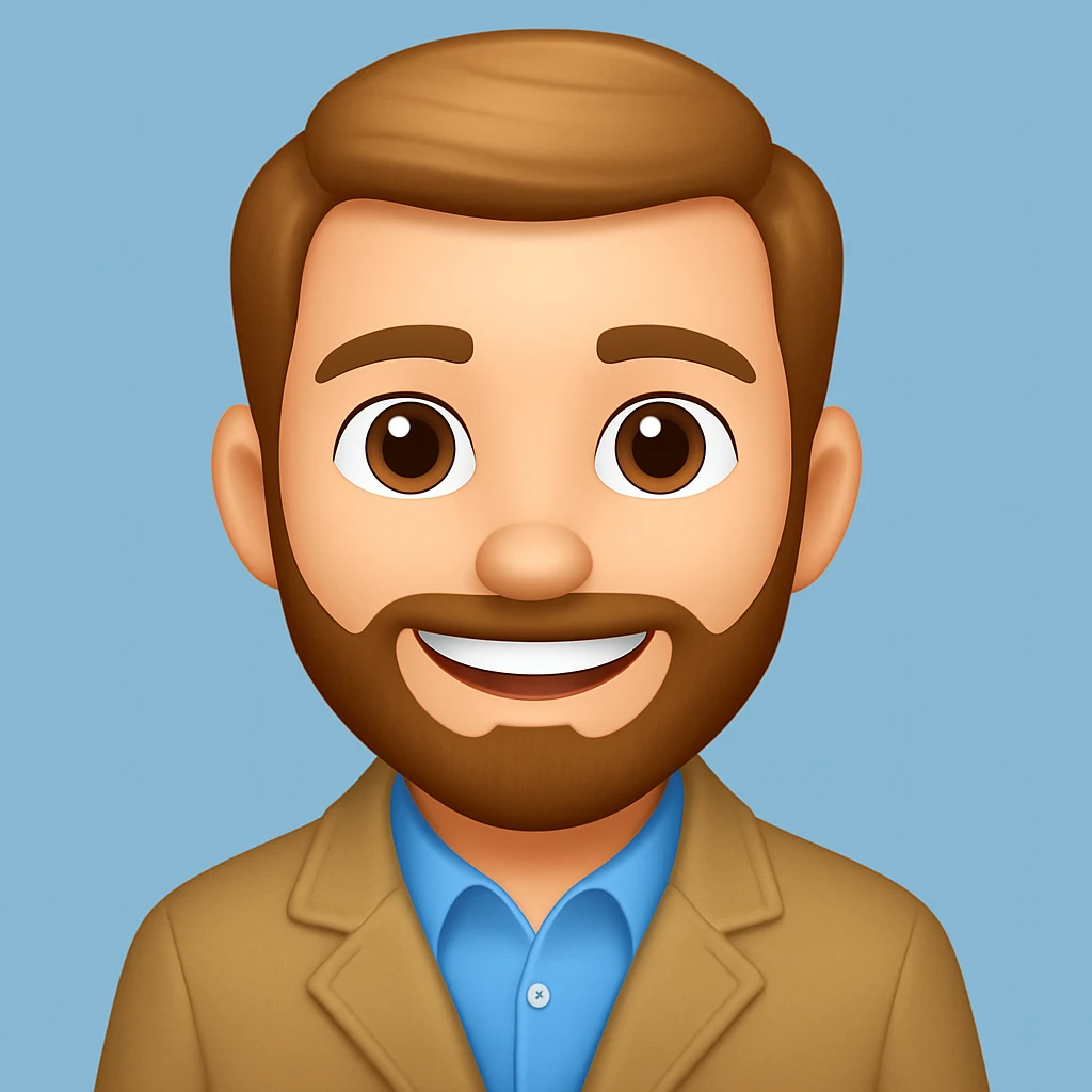 turn the second man in emoji style of the 1st image, match the facial features and clothes  emoji