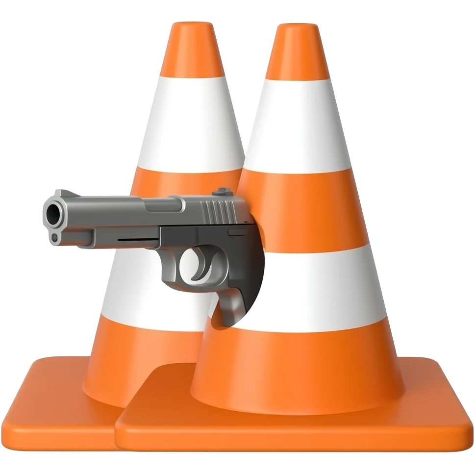 Emoji Traffic cone  pointing gun at self emoji