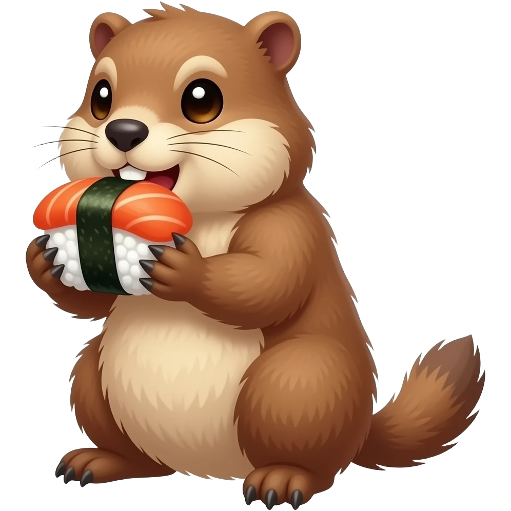Marmotte qui mange sushi emoji