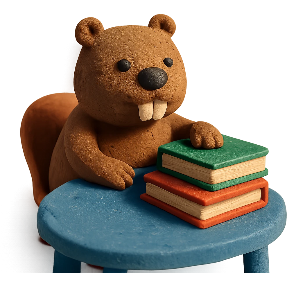 beaver with textbooks, sitting at a table emoji
