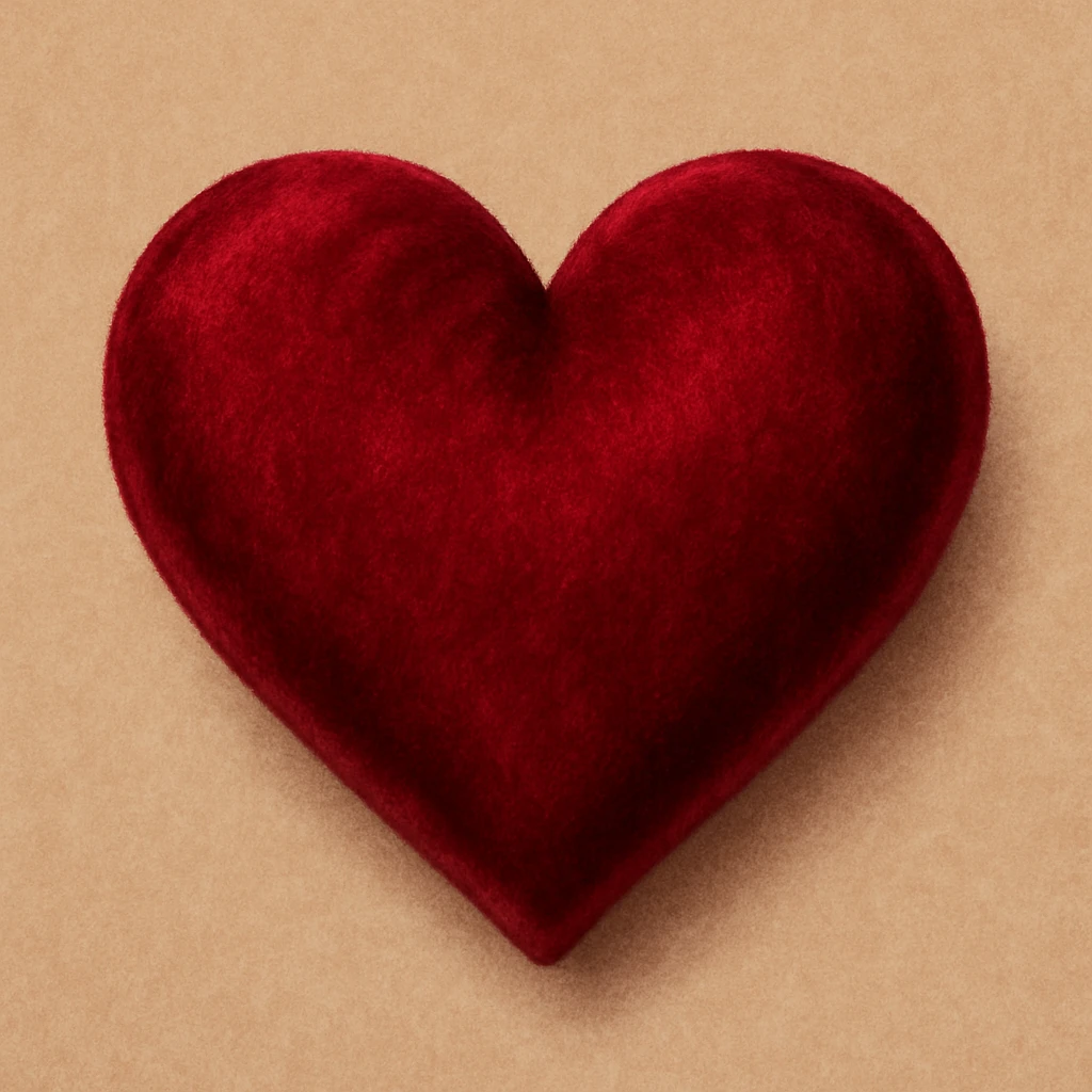 heart with a velvet texture, digital illustration emoji
