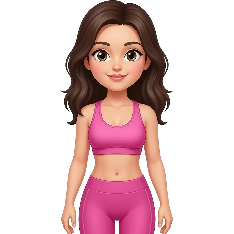 Gym girl, dark brown hair, wearing pink. emoji