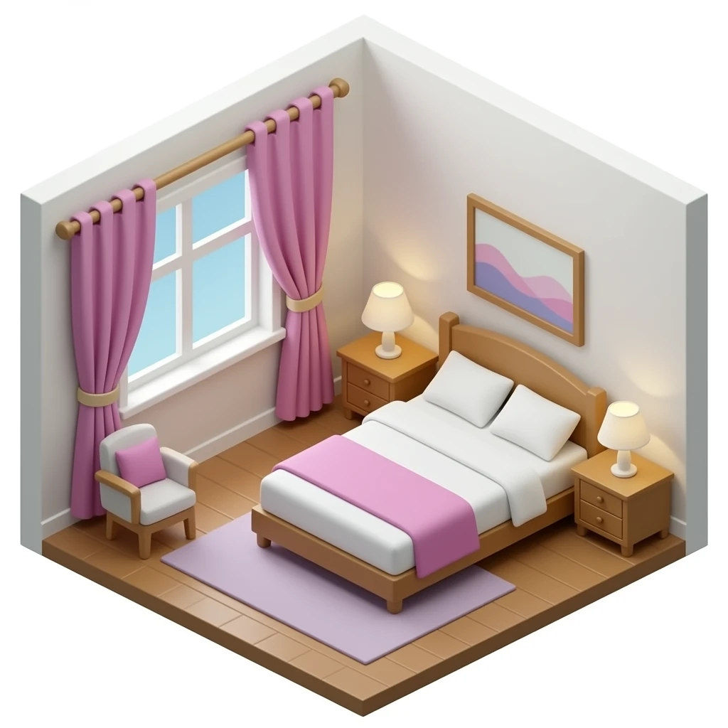 private cute big room 1 bed, view from corner top emoji