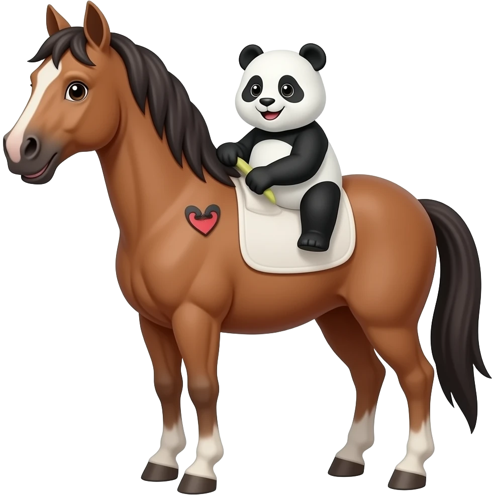 Funny emoji pets of a horse, pandas emoji