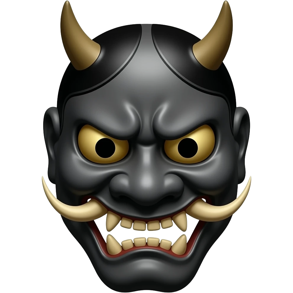 black oni mask japanese style black out eyes emoji