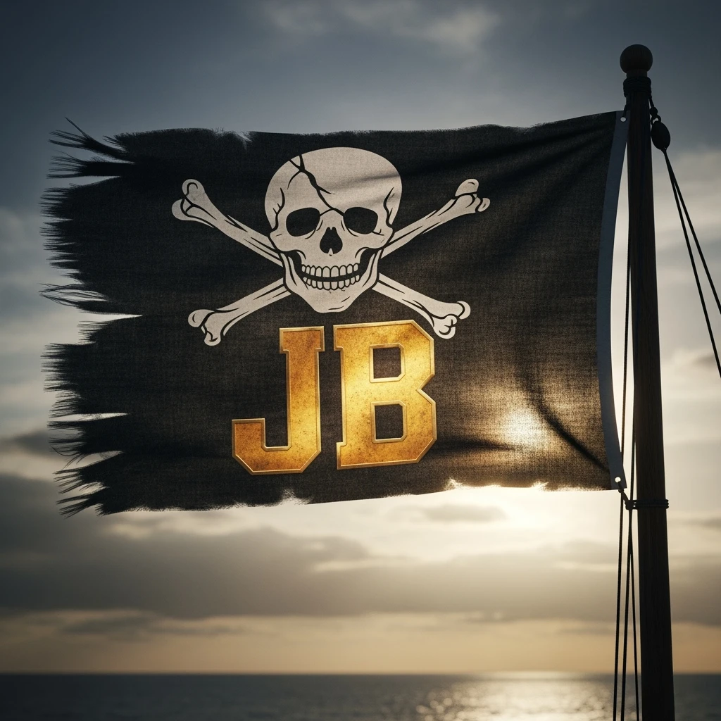Сделай буквы JB с пиратским флагом emoji