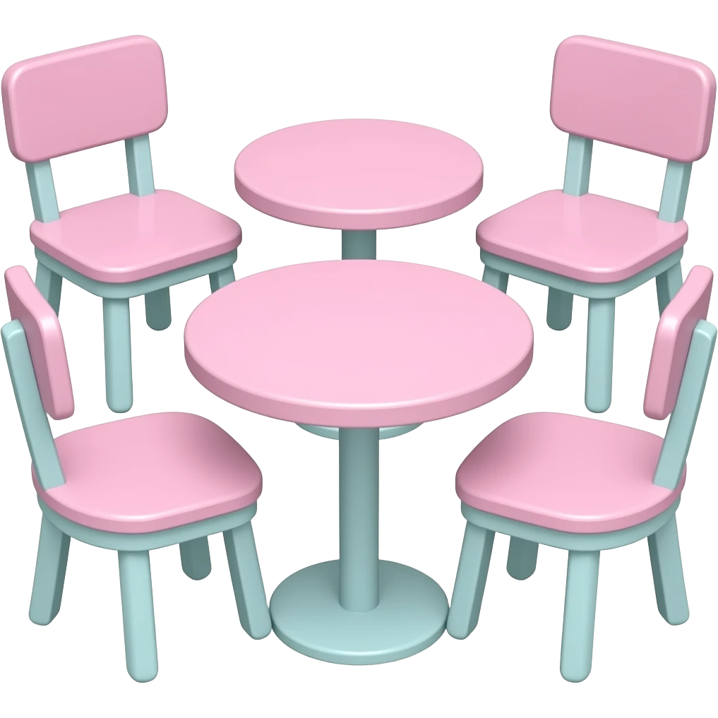 Cute pastel tables and chairs Barbie-inspired  with pastel barbie colour emoji