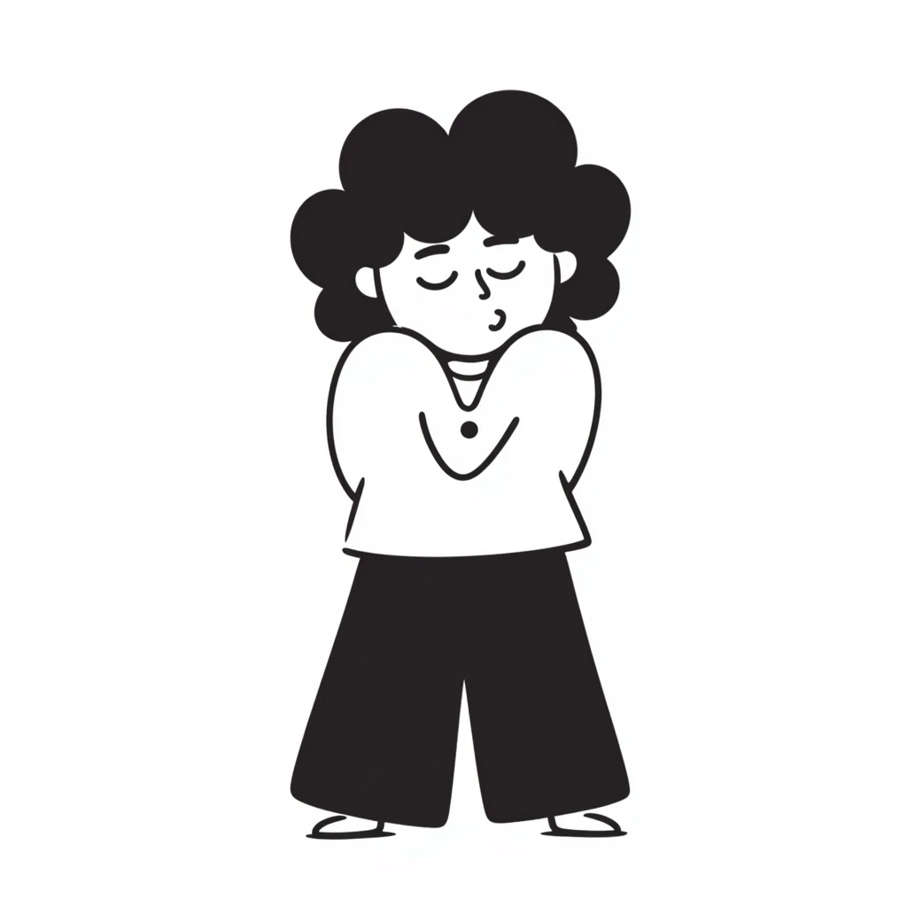sketch of a person with a blank stare, slumped shoulders emoji