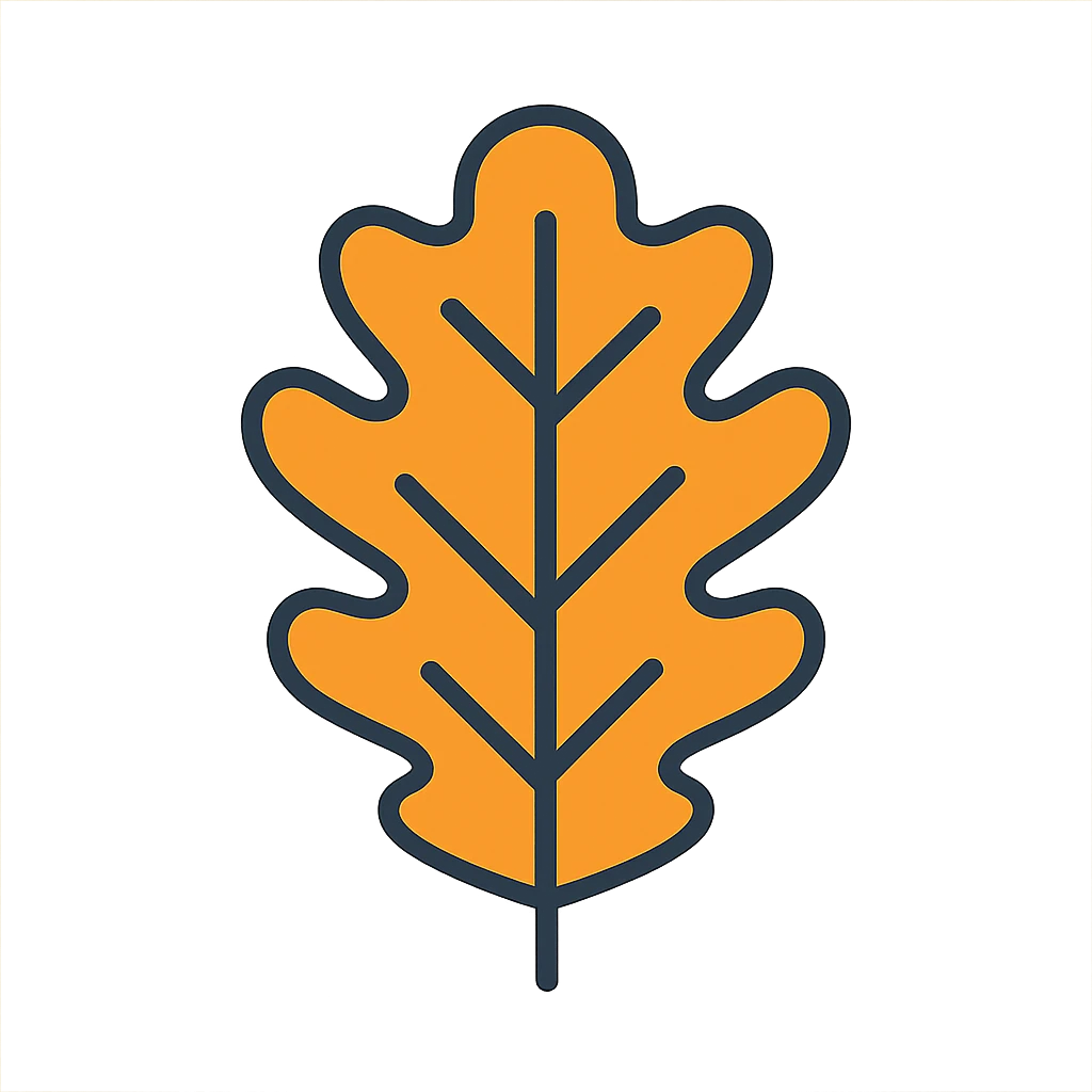 oak leaf icon, color outline style, variation 4 emoji