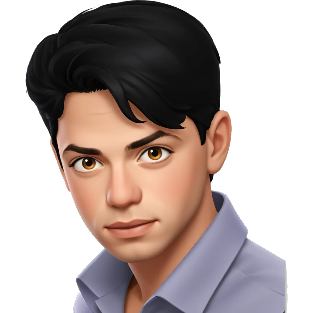 young man with black hair emoji