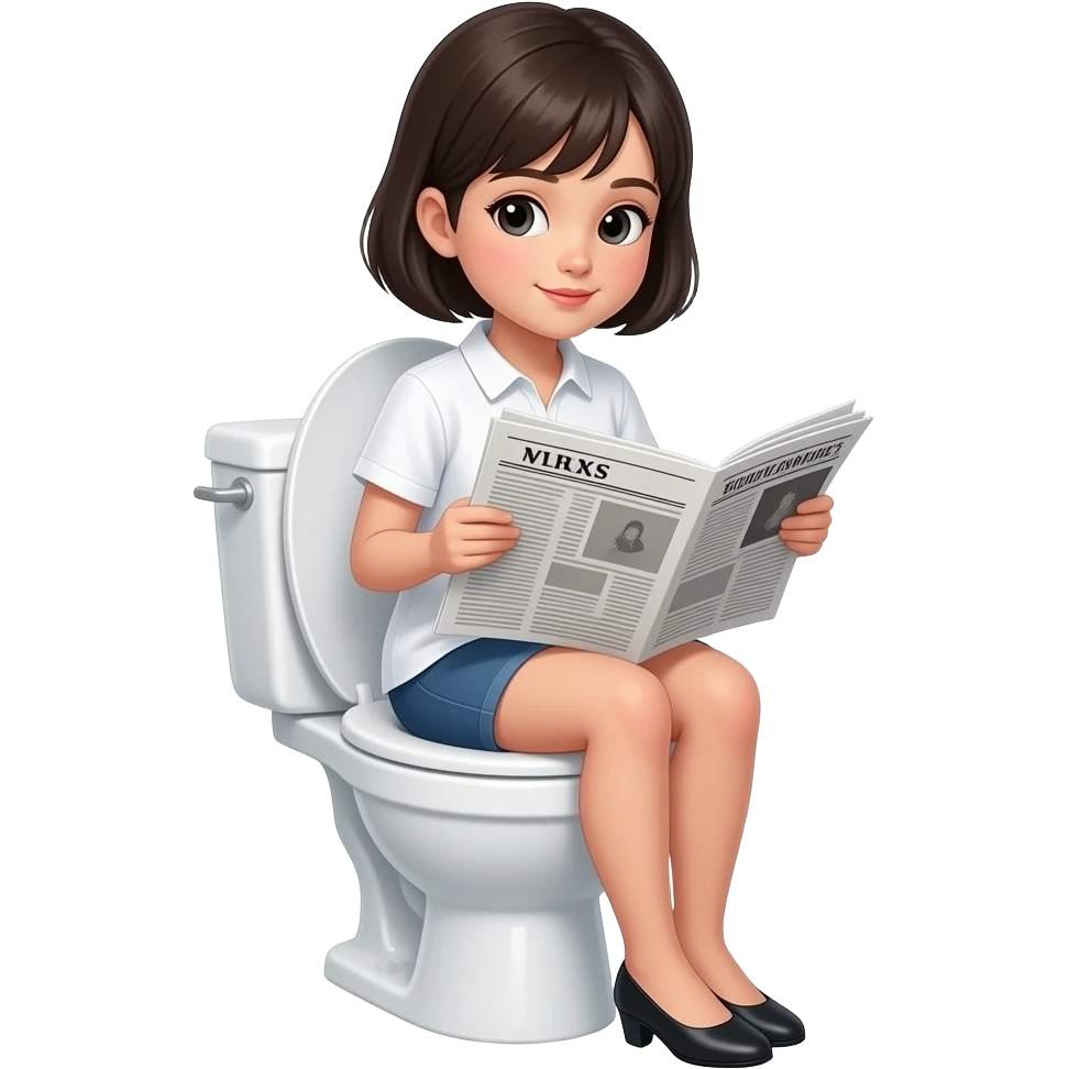 GIRL SITTING ON TOILET AND READING NAWSPAPER emoji