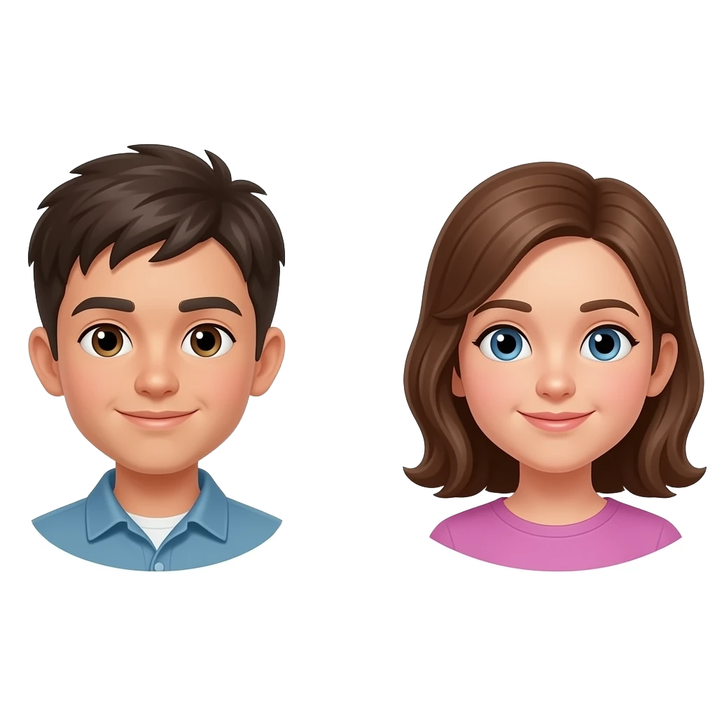 boy split face with and arrow in the middle showing the change and the other side a girl emoji