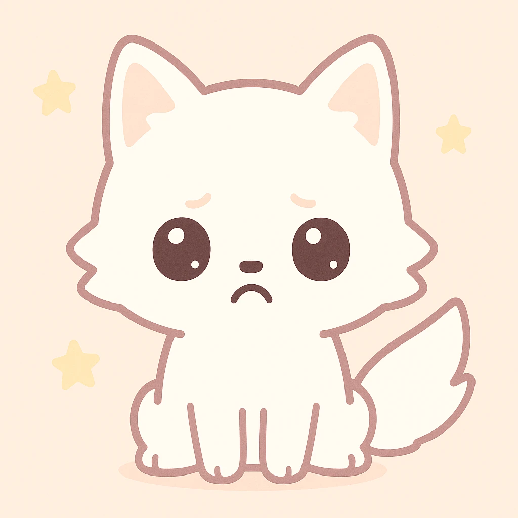 white anime wolf frowning with dramatic lighting, anime style emoji