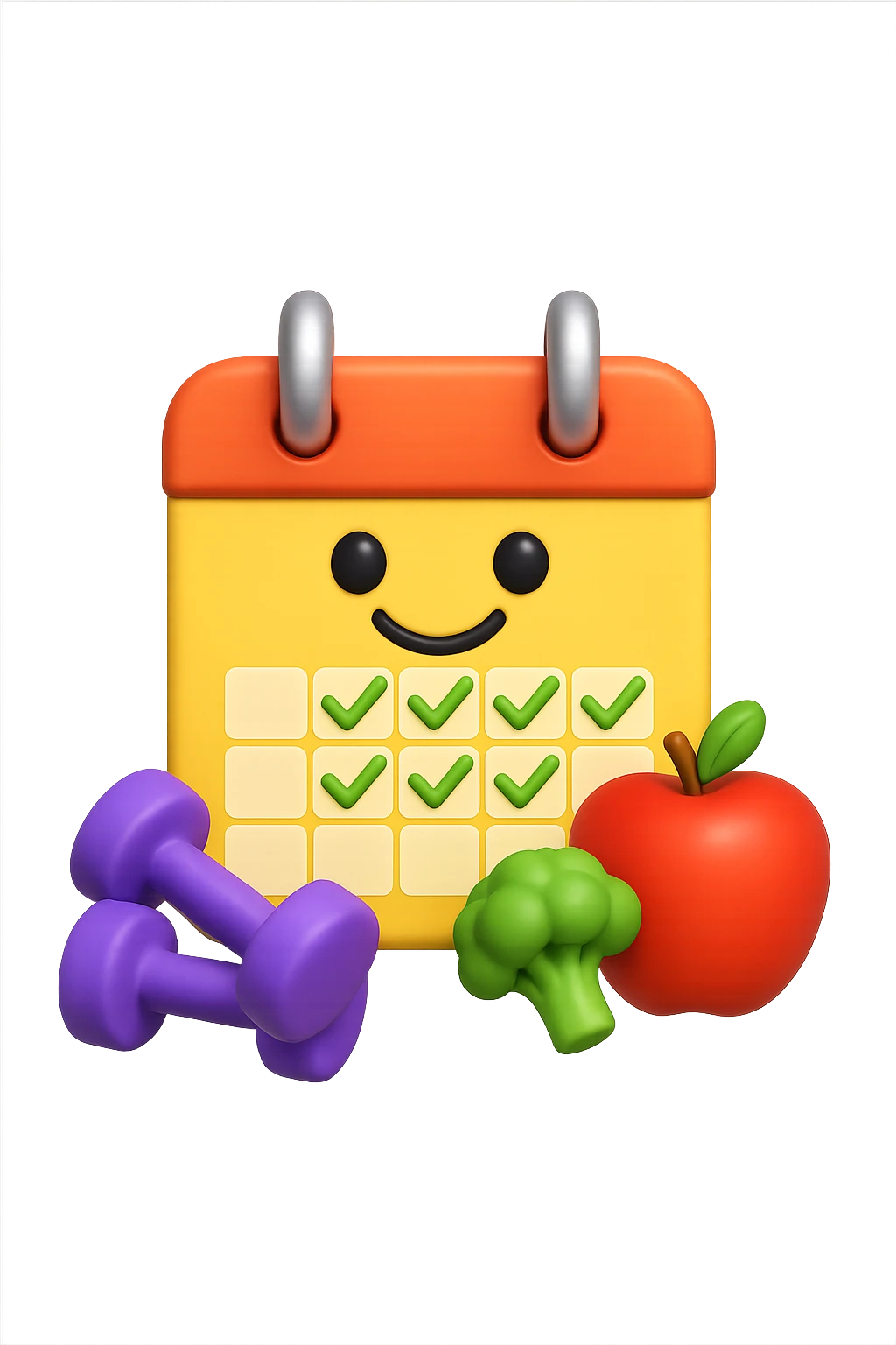 emoji 3d stile iphone che rappresenta la costanza nel seguire un piano di allenamento e di dieta 3d emoji