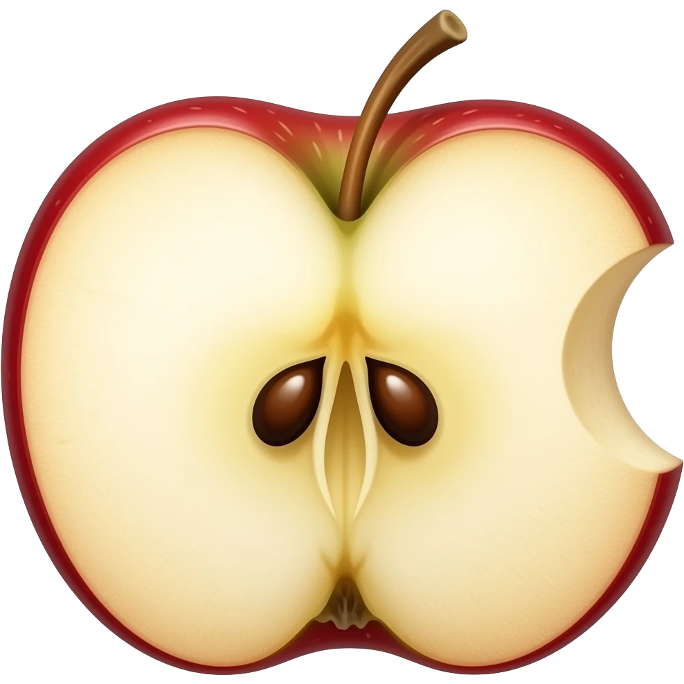 The apple that had been bitten on both sides was left with teeth marks on the apple core emoji
