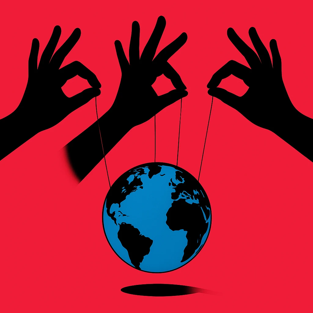 Сгенерируй тоже самое, только три одинаковые такие руки держат так же на веревка планету. Руки выглядет аккуратно, у всех по 5 пальцев, все красиво и органично. руки не залазиют друг на друга emoji