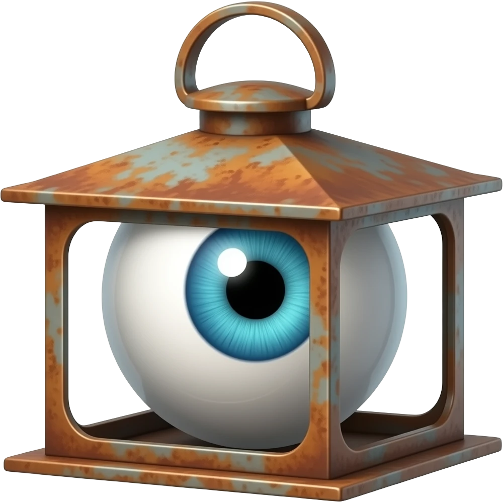 A lantern with one big eye emoji