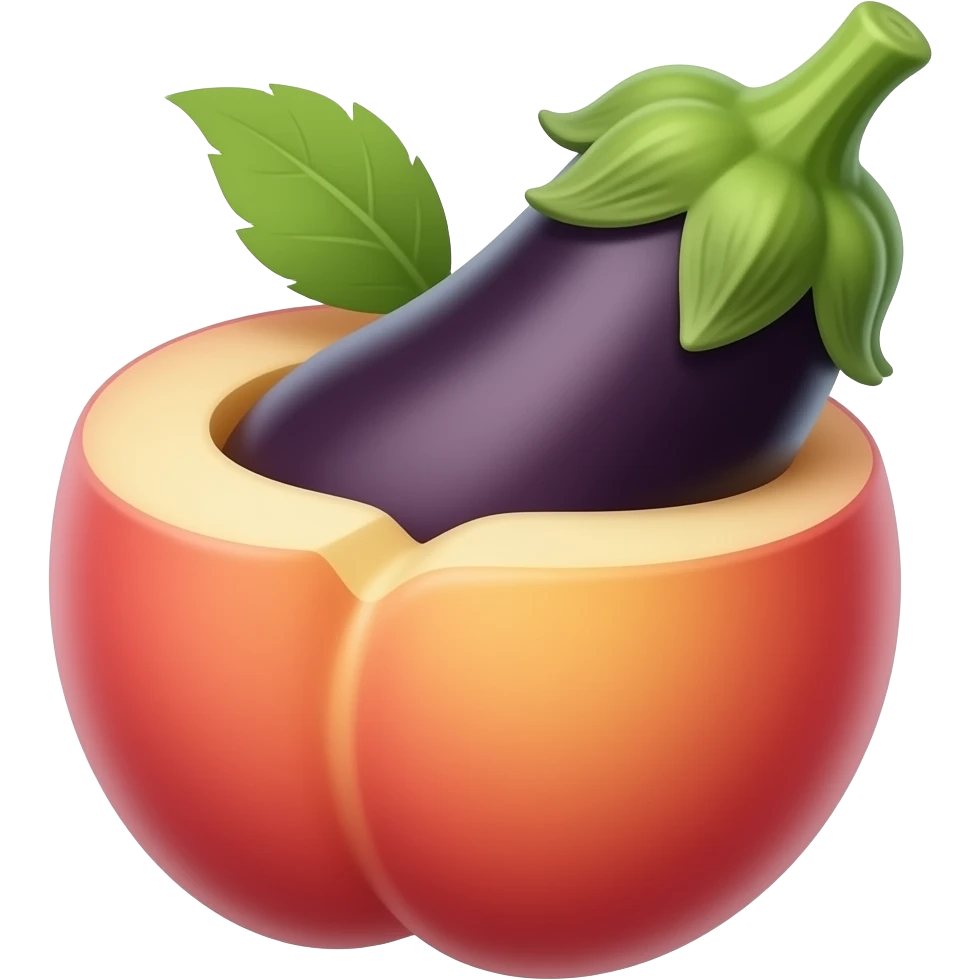Eggplant emoji inserting in to the peach emoji emoji