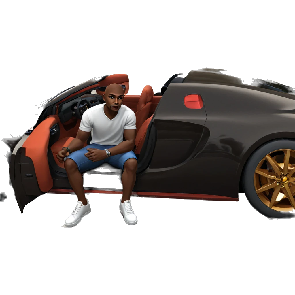 dark-skinned male sitting by car emoji