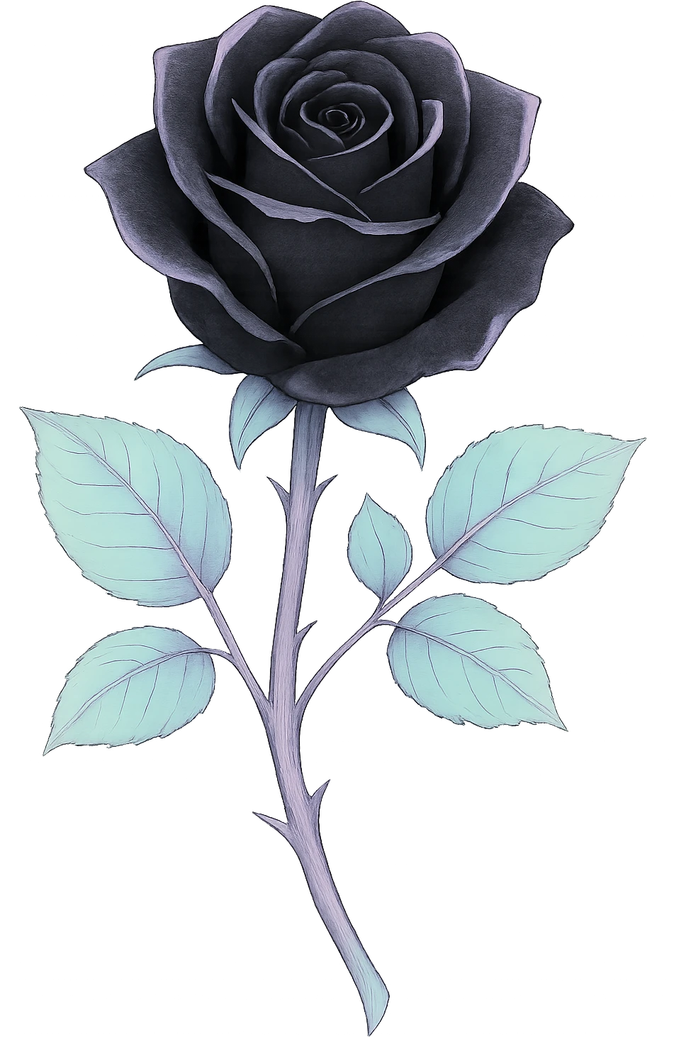 pastel goth black rose, remove background emoji
