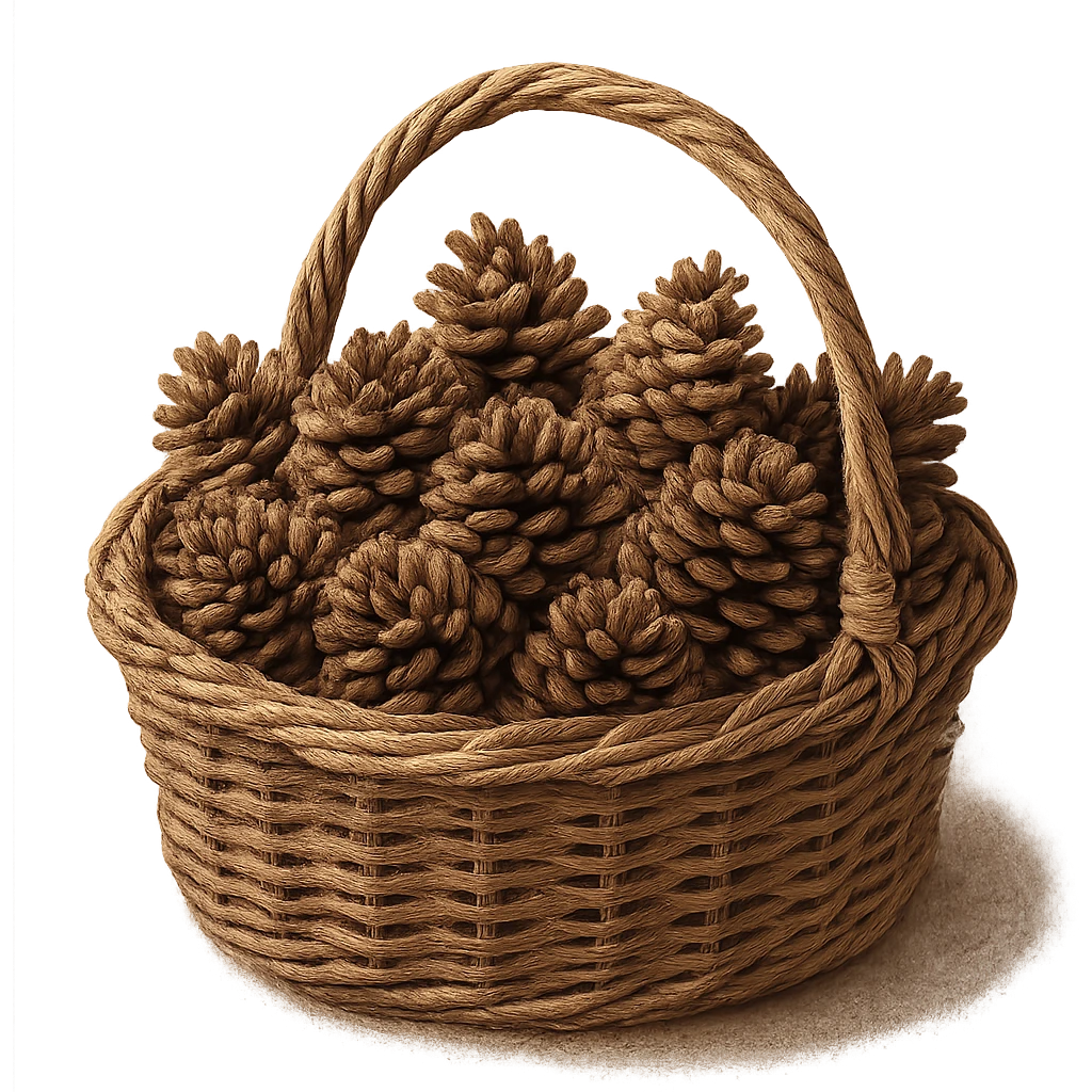 cozy basket of pinecones, rustic and homey emoji
