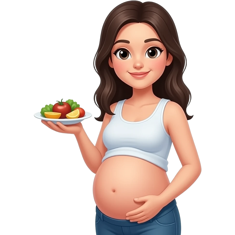 Pregnant woman emoji with food emoji
