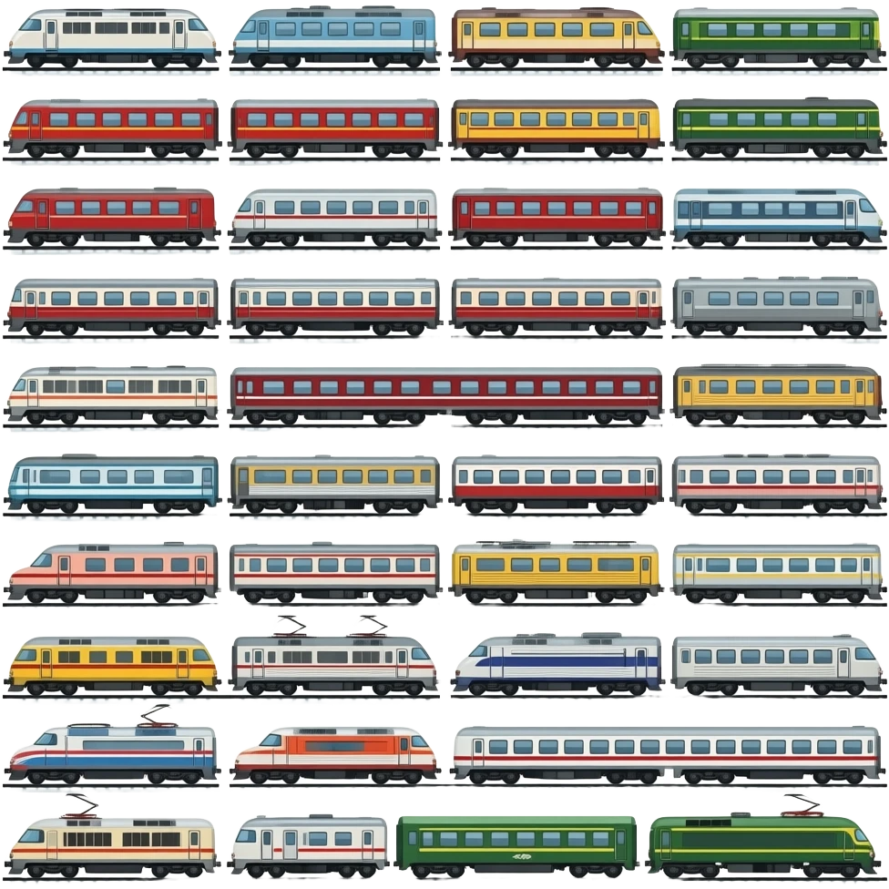 100 trains of many types emoji