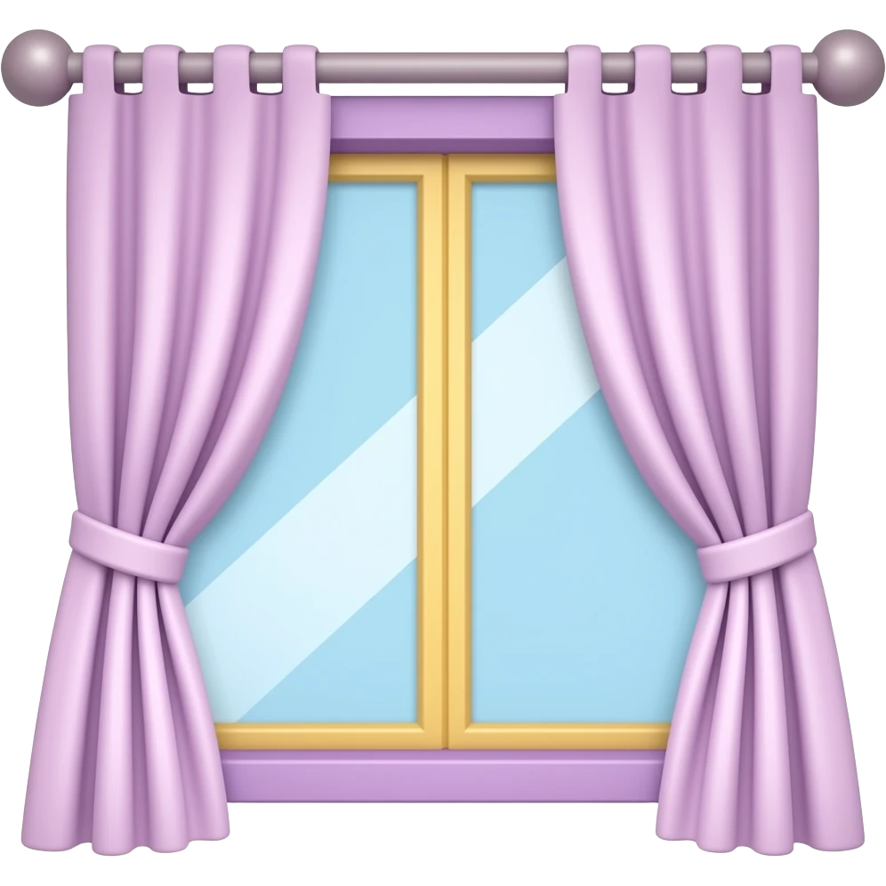 soft purple yellow window without mirror with curtain, transparent background inspired by barbie colour pallete emoji
