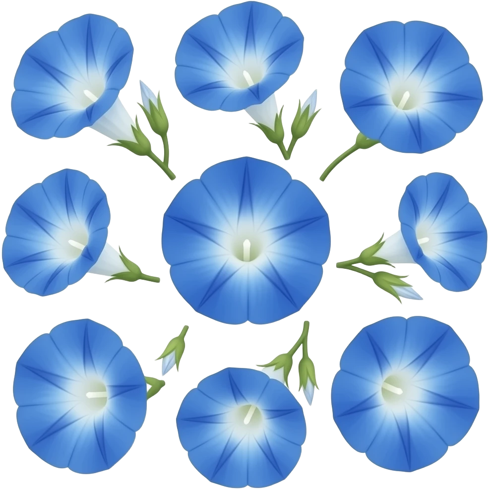 Morning glory flowers mumtiple in blue vibrant color emoji